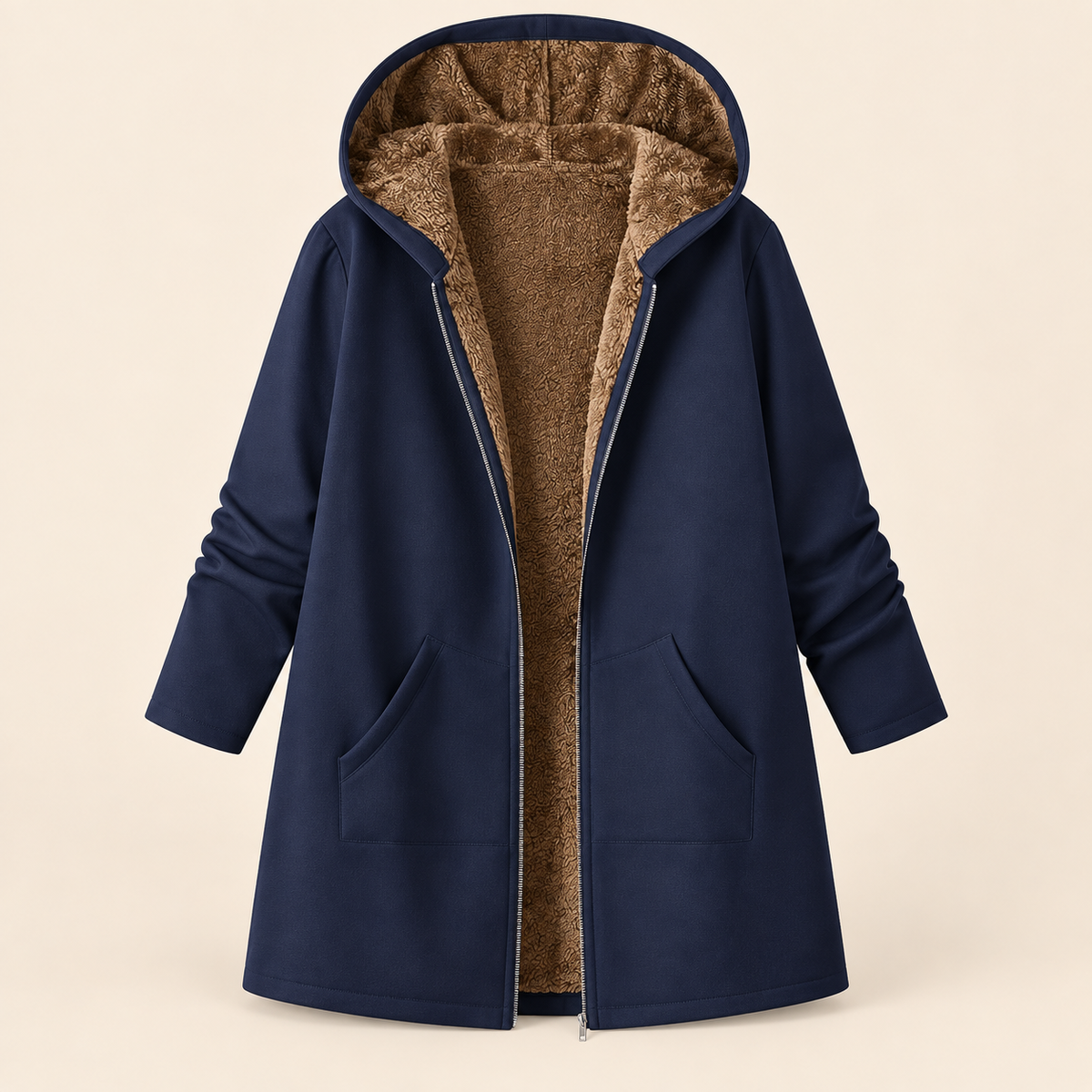 Evelyn™ | Cosy Sherpa-Lined Hooded Coat