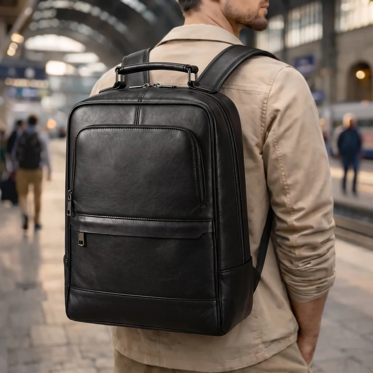 EMBOSSED LEATHER BACKPACK