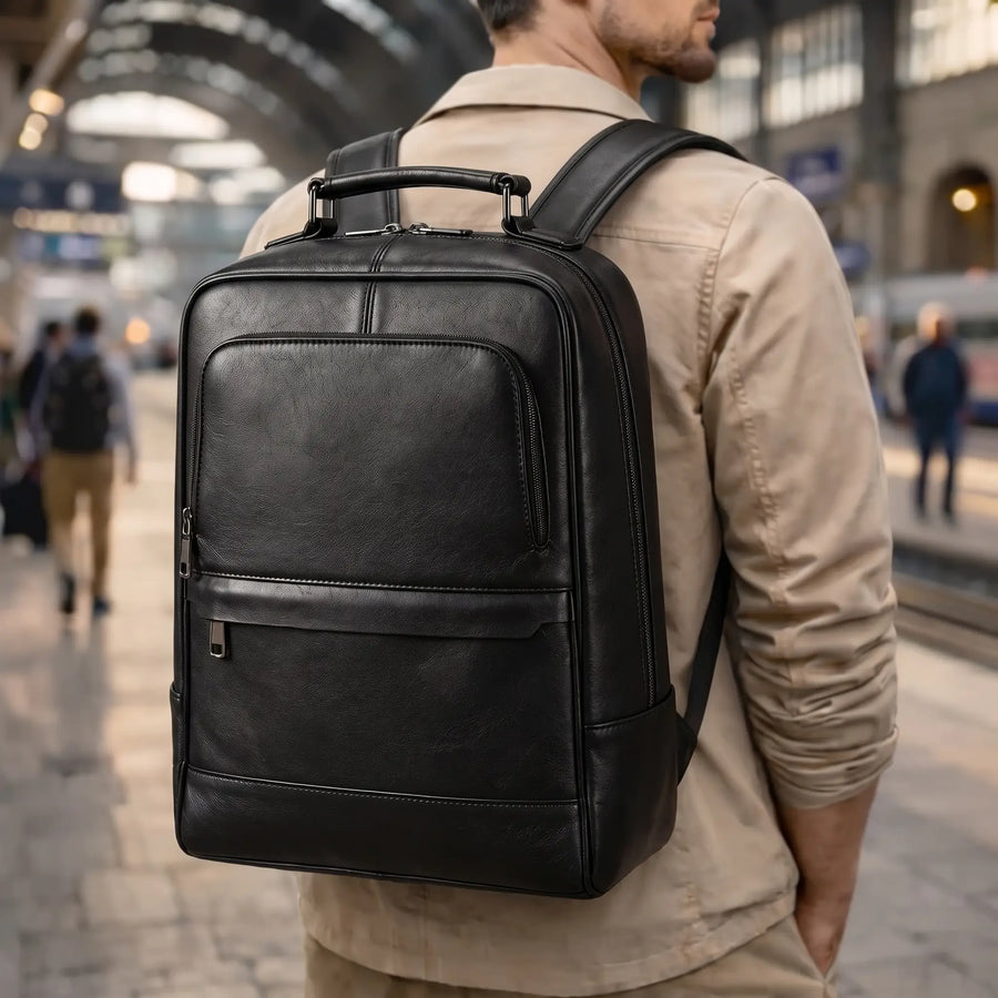 EMBOSSED LEATHER BACKPACK