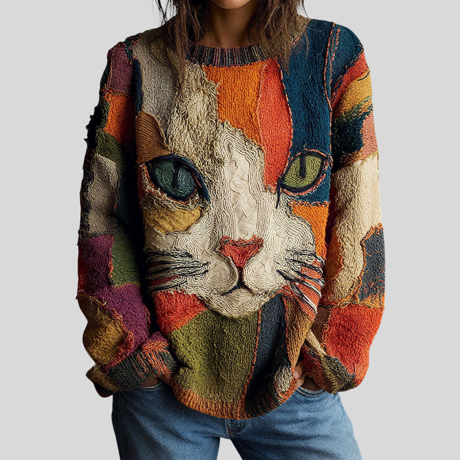 Zaira Artistic Cat Statement Top