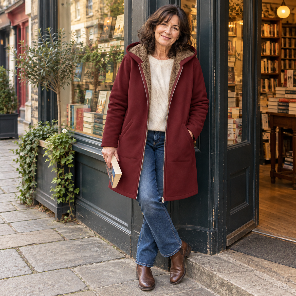 Evelyn™ | Cosy Sherpa-Lined Hooded Coat