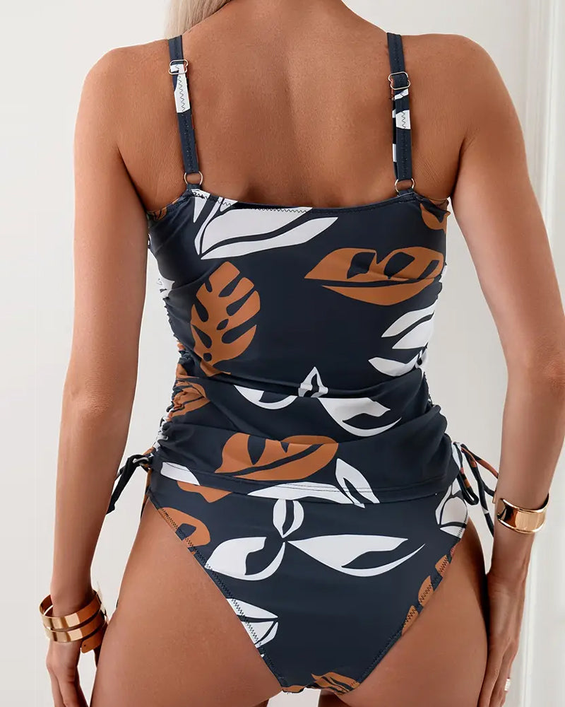Lena | Dames Tropisch V-Hals Verstelbaar Tankini Set
