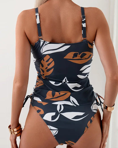 Lena | Dames Tropisch V-Hals Verstelbaar Tankini Set