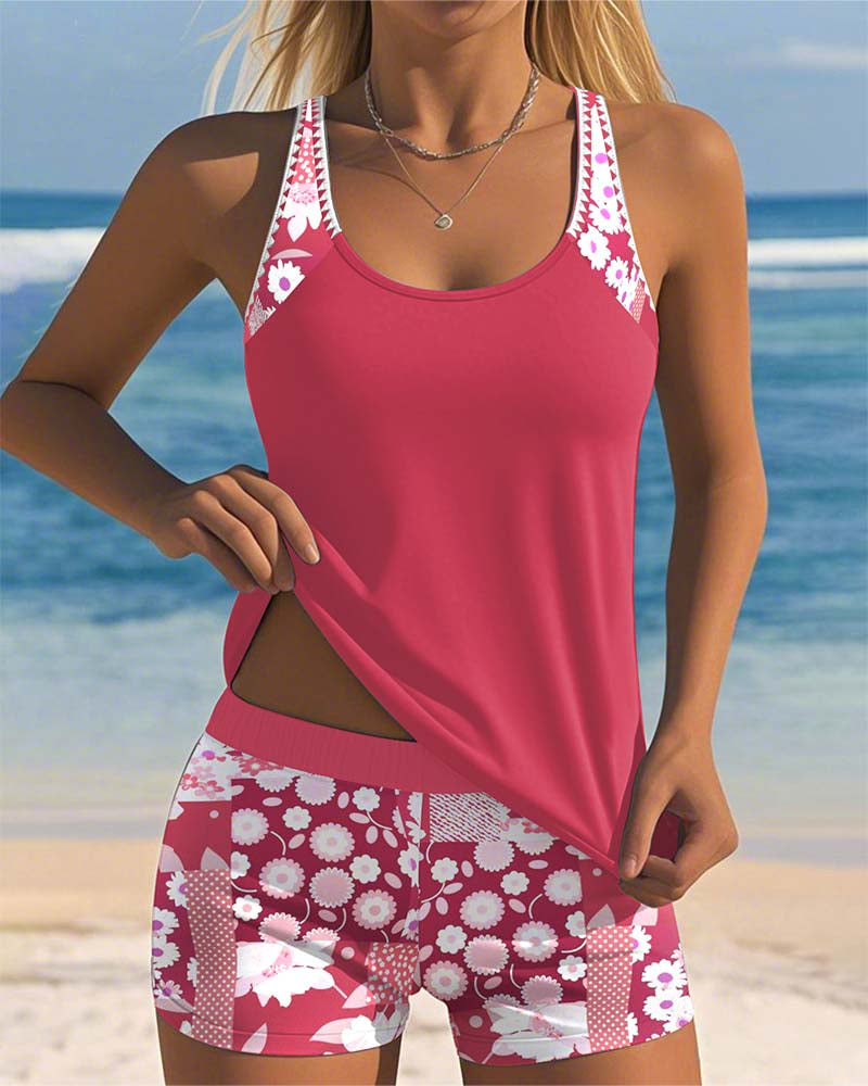 Lena | Dames Tweedelig Badpak Bloemen Strand Zomer Short Tankini