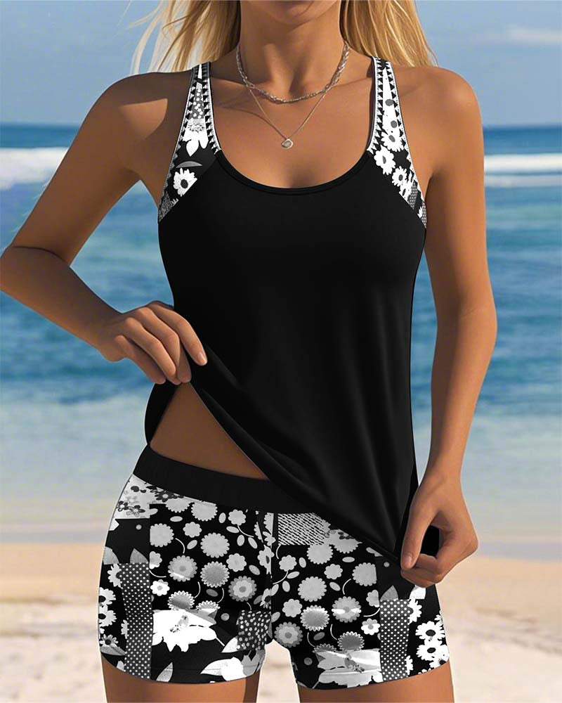 Lena | Dames Tweedelig Badpak Bloemen Strand Zomer Short Tankini