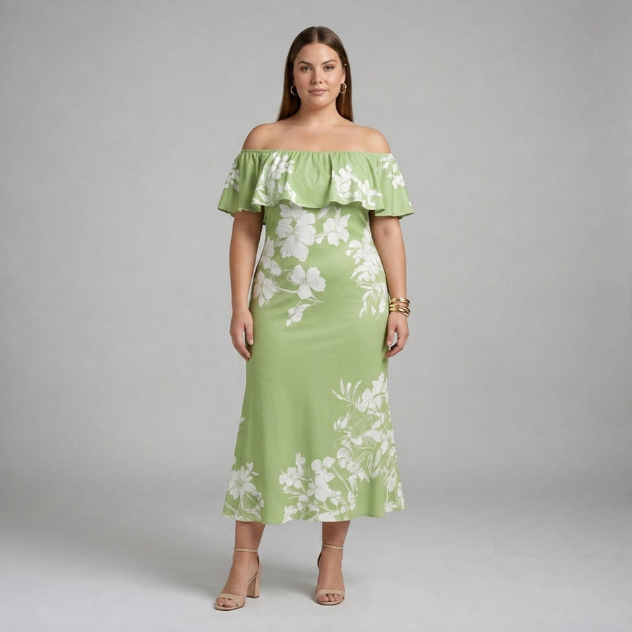 Loretta Floral Off-Shoulder Midi Dress