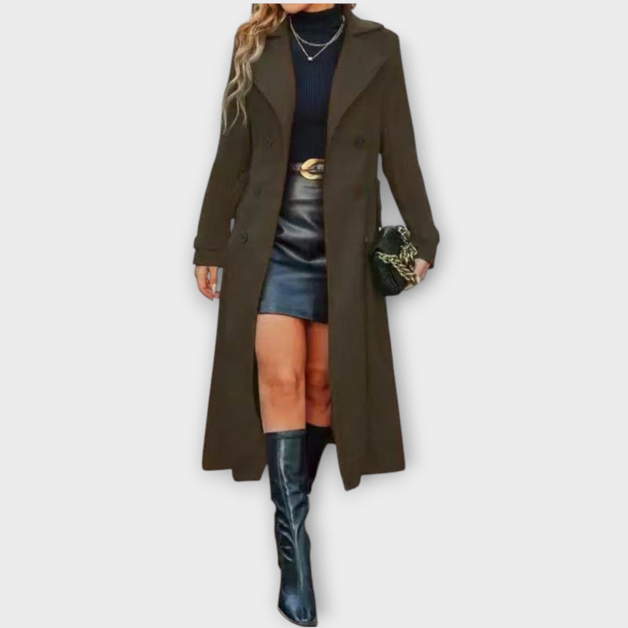 Elara – Longline Double-Breasted Winter Coat