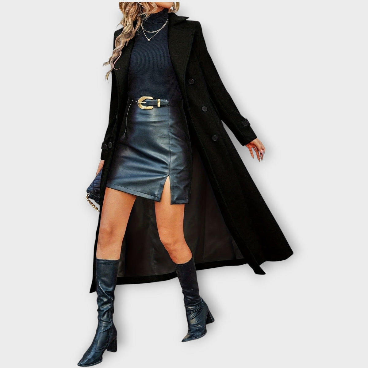 Elara – Longline Double-Breasted Winter Coat