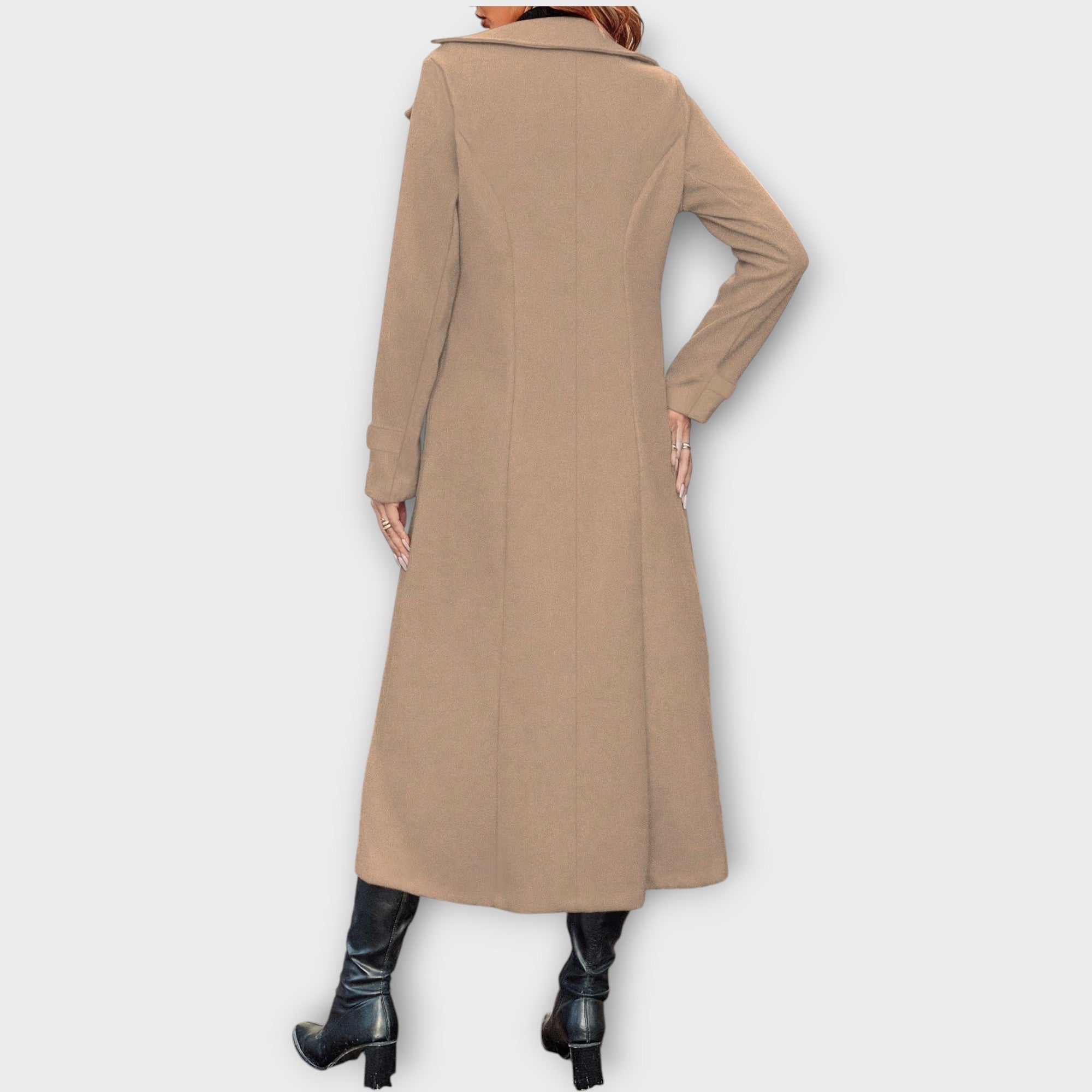 Elara – Longline Double-Breasted Winter Coat