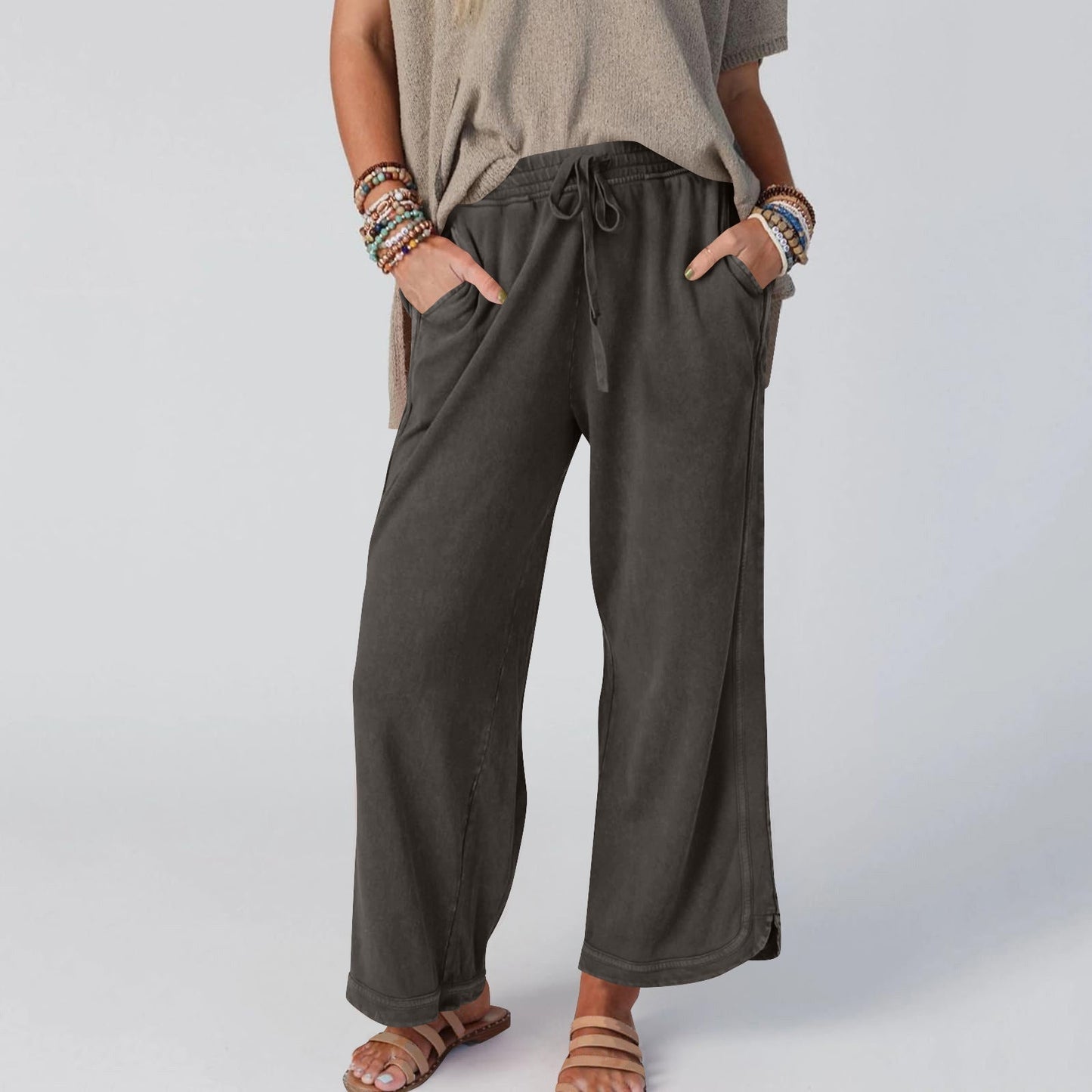 LETTY - RETRO BLOOM HIGH BANDED WIDE TROUSERS
