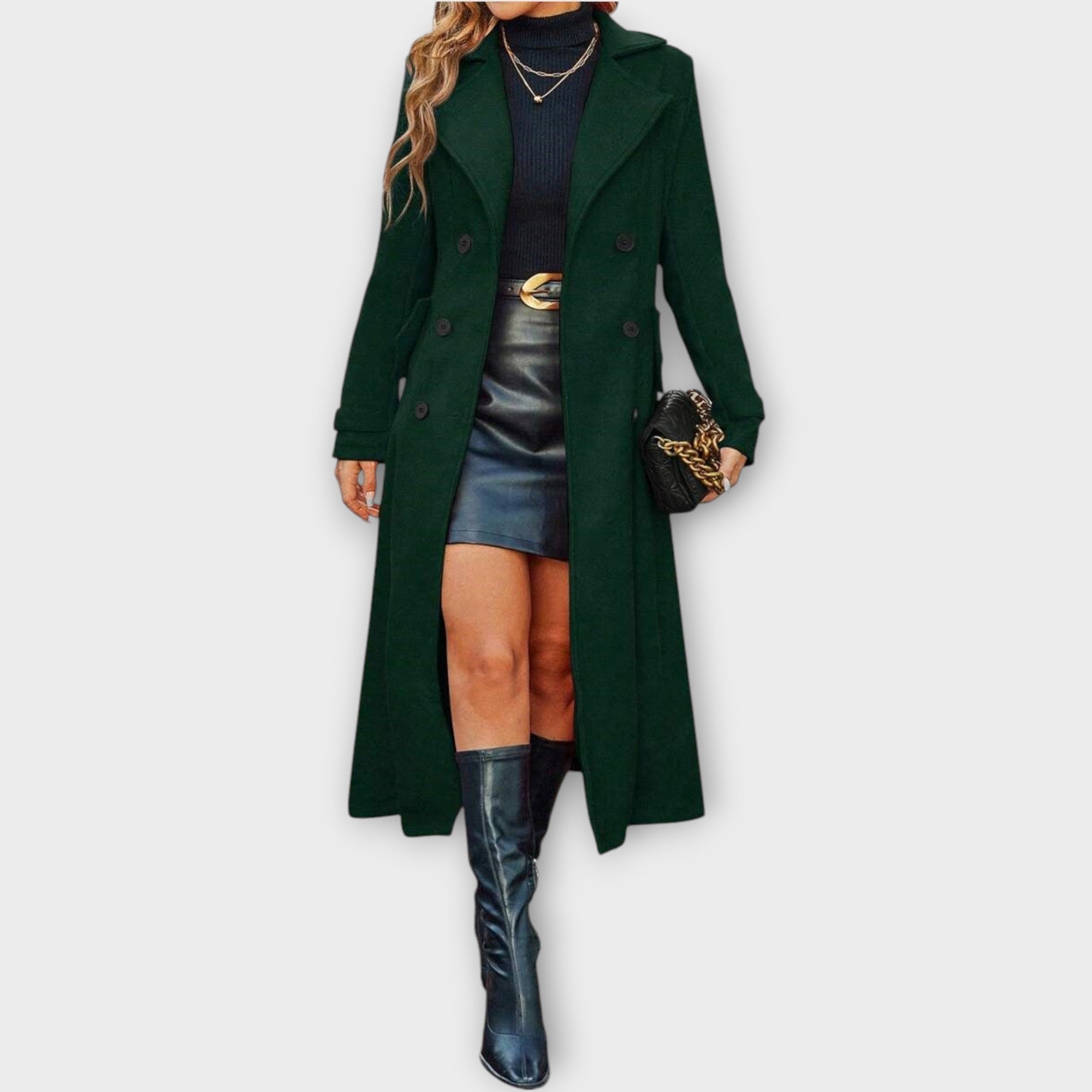 Elara – Longline Double-Breasted Winter Coat