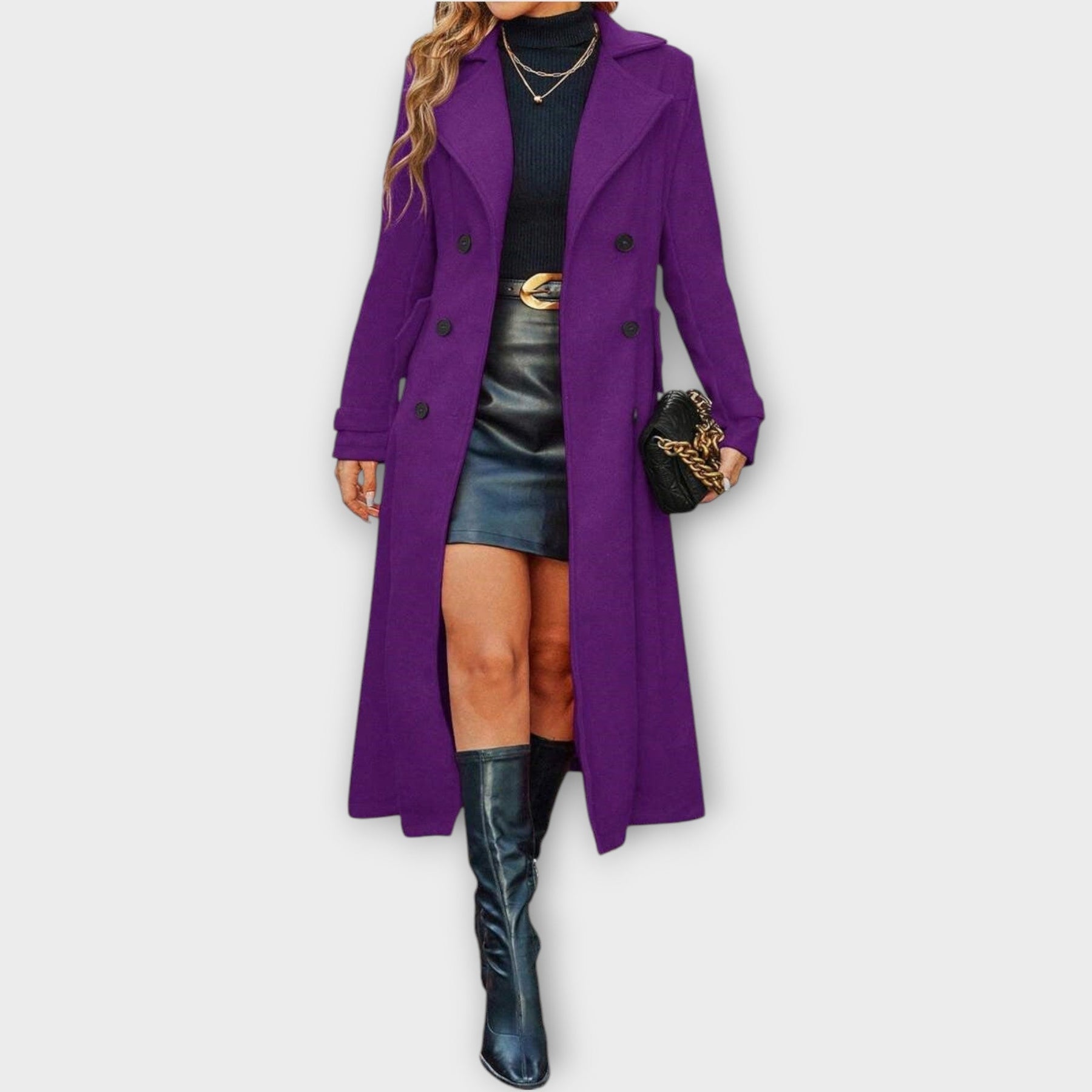 Elara – Longline Double-Breasted Winter Coat