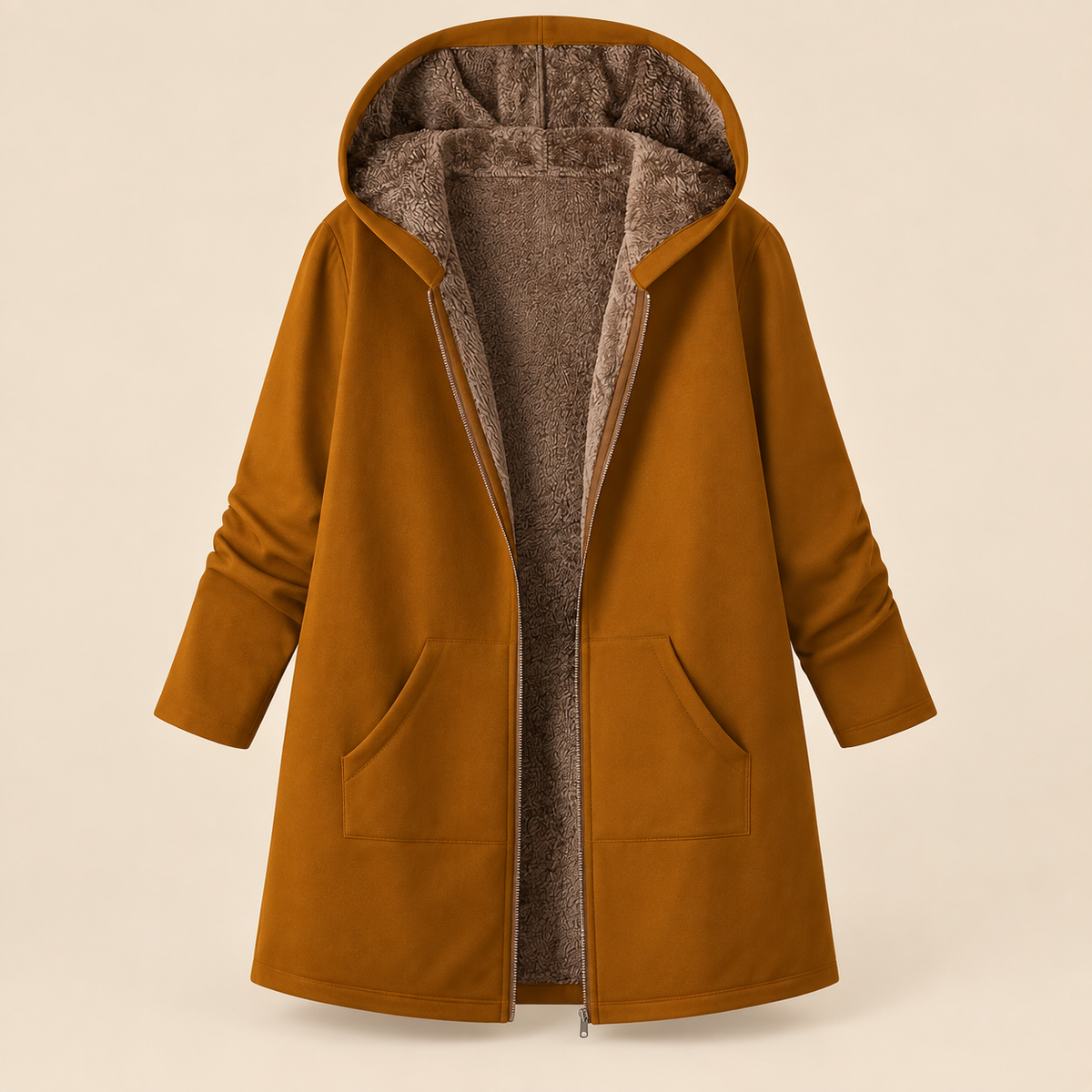 Evelyn™ | Cosy Sherpa-Lined Hooded Coat