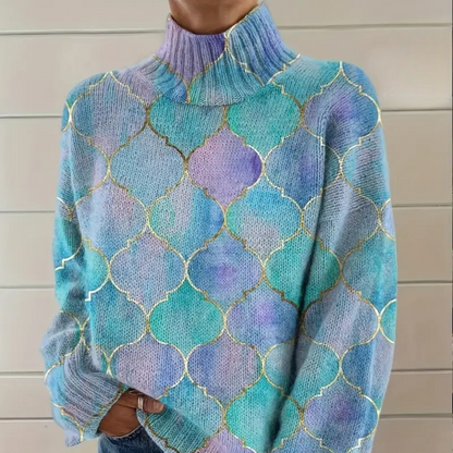 AURORA – DREAMY WATERCOLOR TURTLENECK SWEATER