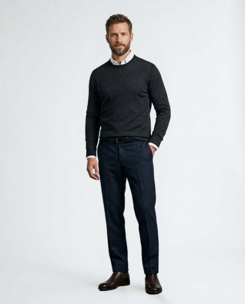 Corvyn Soft-Touch Crew Neck Sweater in black