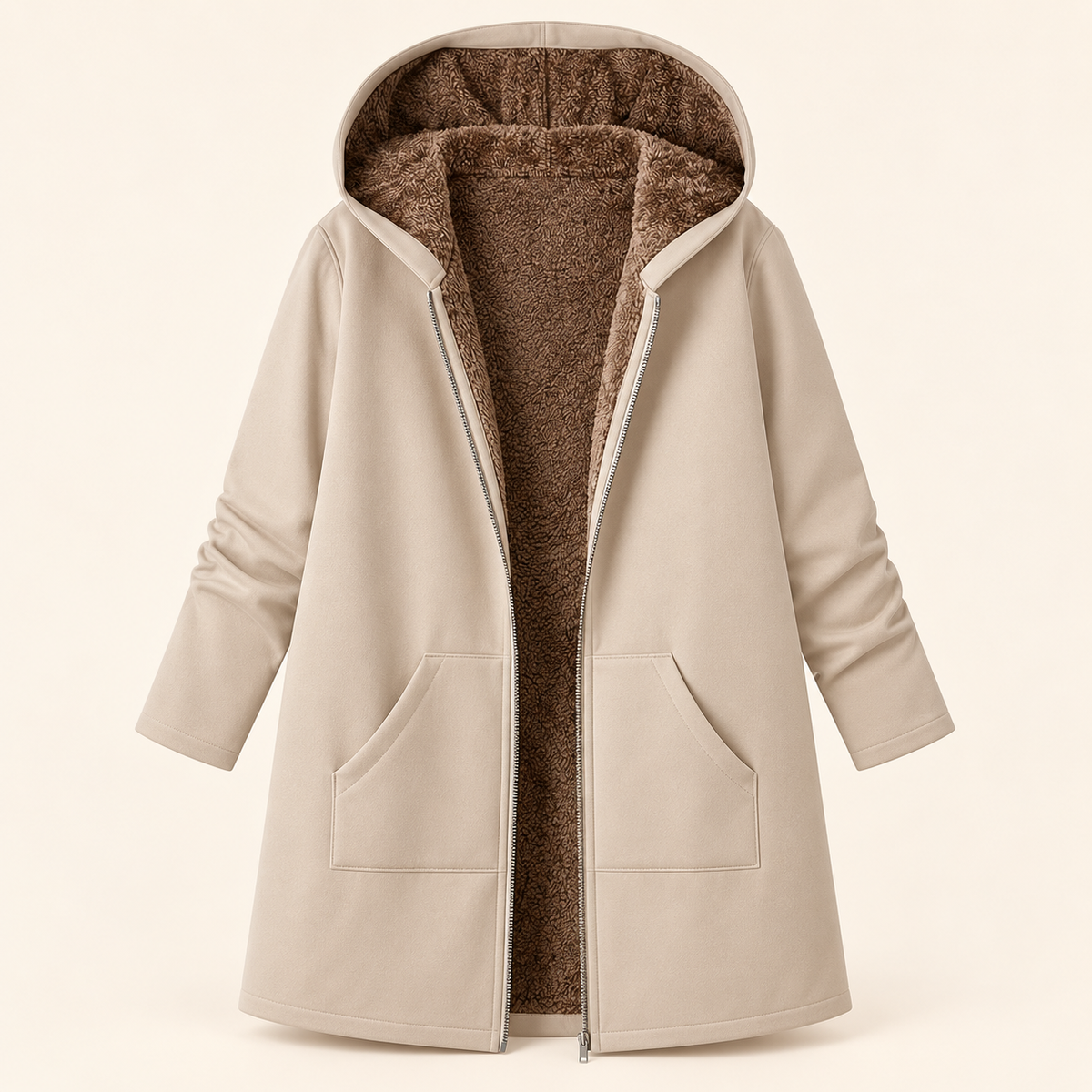 Evelyn™ | Cosy Sherpa-Lined Hooded Coat