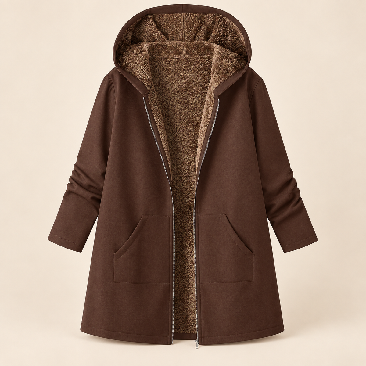 Evelyn™ | Cosy Sherpa-Lined Hooded Coat
