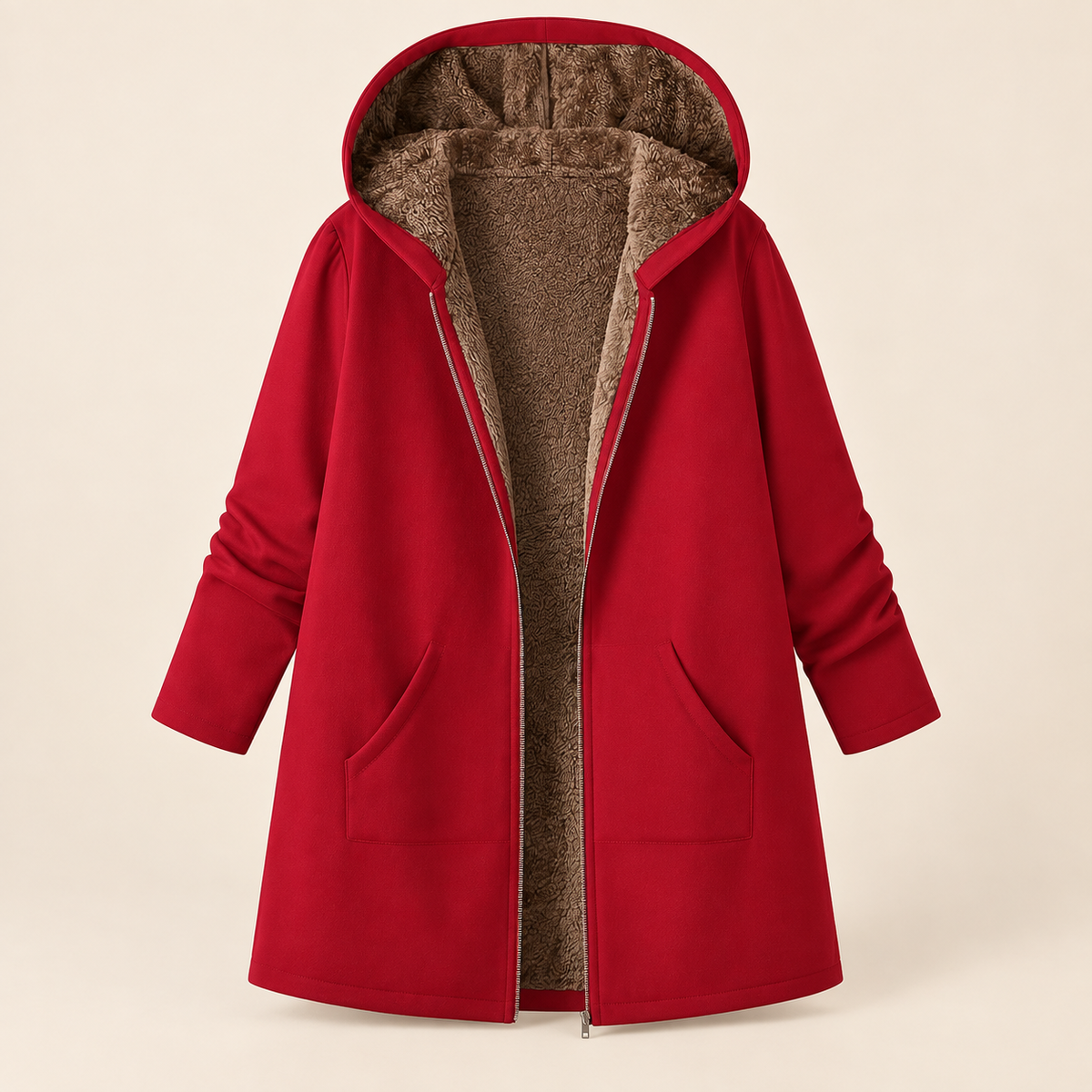 Evelyn™ | Cosy Sherpa-Lined Hooded Coat
