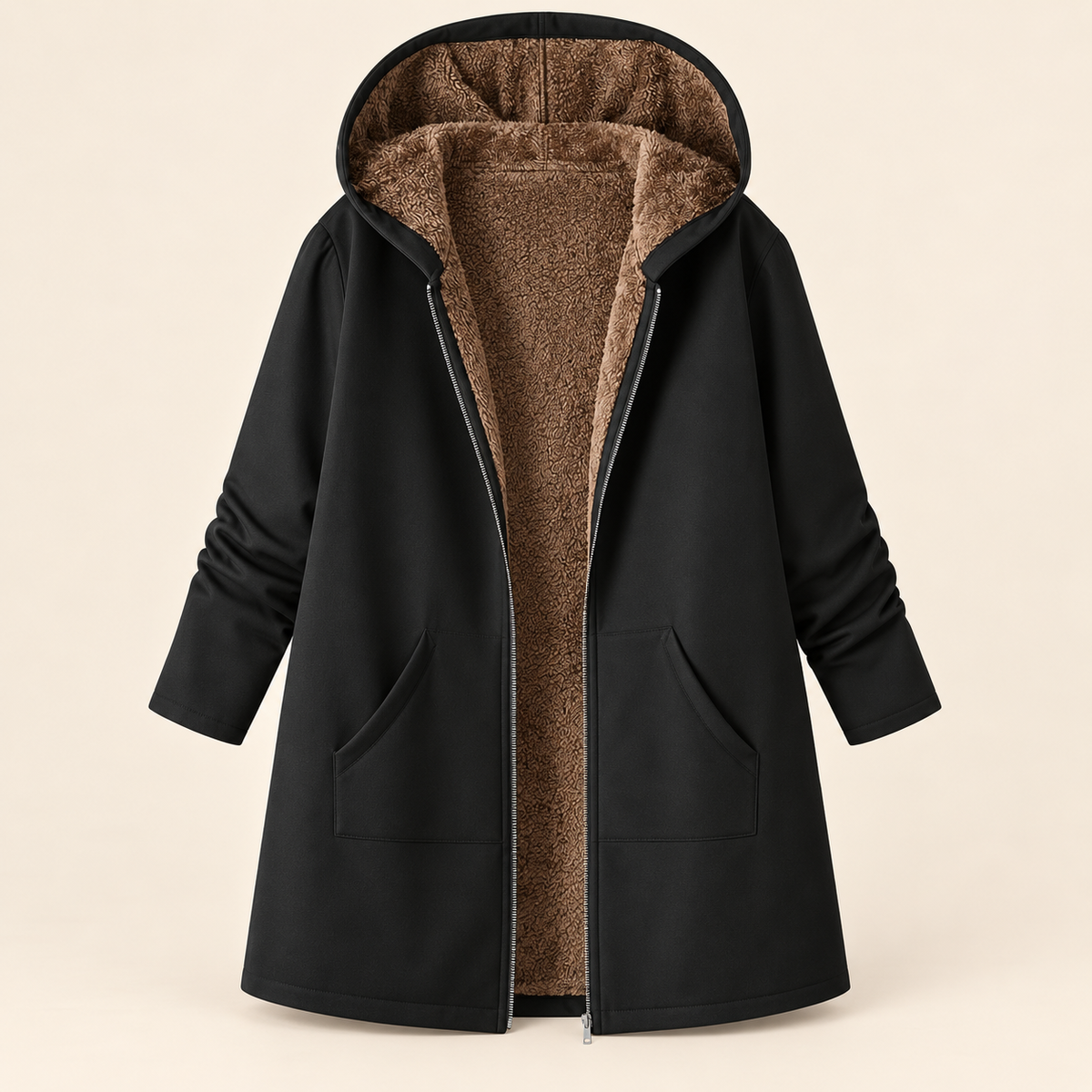 Evelyn™ | Cosy Sherpa-Lined Hooded Coat