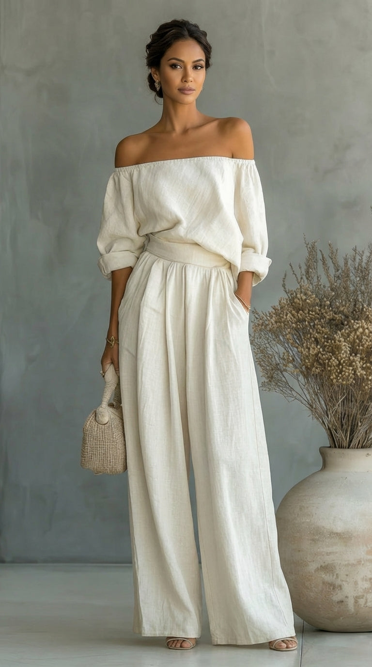 Arabella Linen-Effect Two-Piece Set