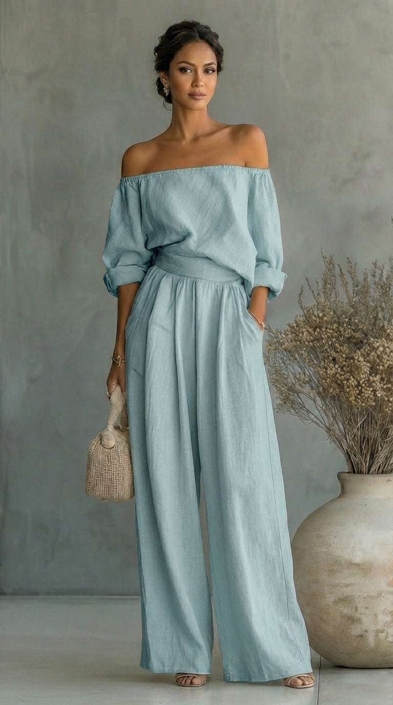 Arabella Linen-Effect Two-Piece Set