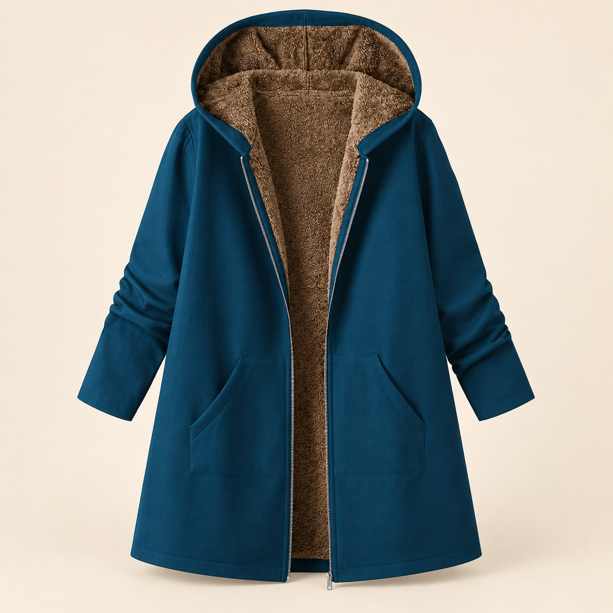 Evelyn™ | Cosy Sherpa-Lined Hooded Coat
