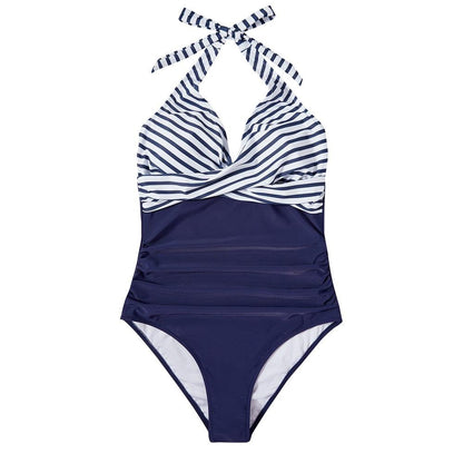 Roos | Dames Badpak Halter V hals Rugloos Tropische Print Zomer