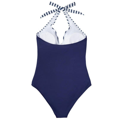 Roos | Dames Badpak Halter V hals Rugloos Tropische Print Zomer