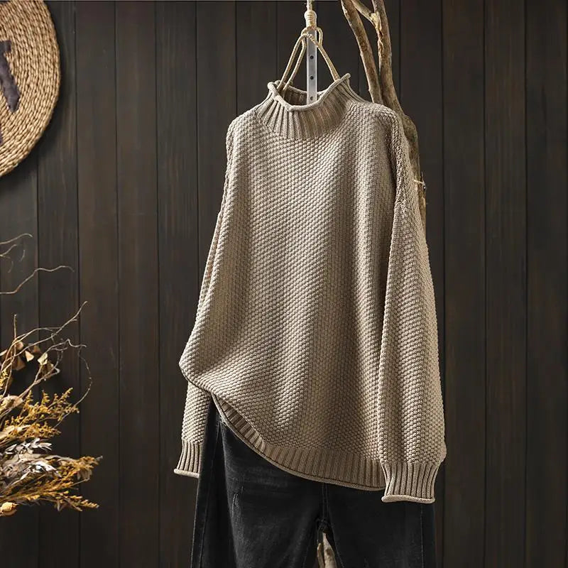 Oriane Textured High-Neck Jumper