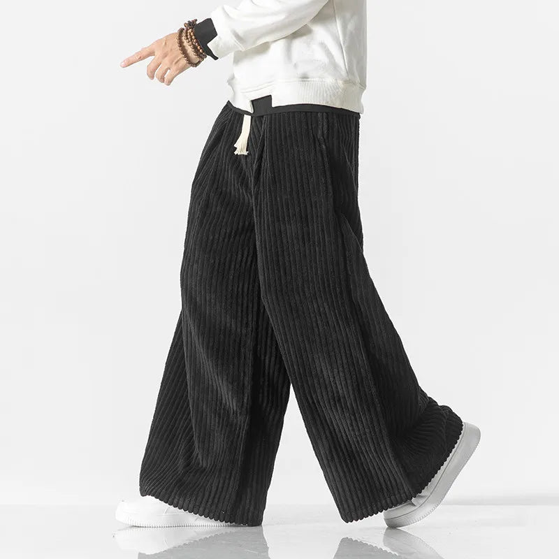 Ribline Corduroy Wide-Leg Pants