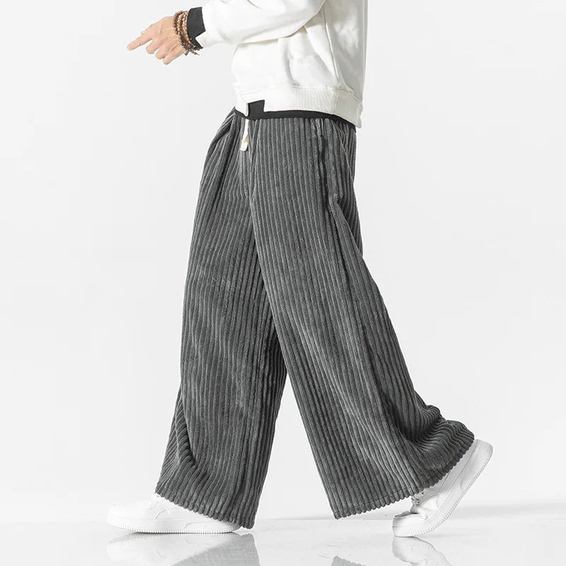 Ribline Corduroy Wide-Leg Pants