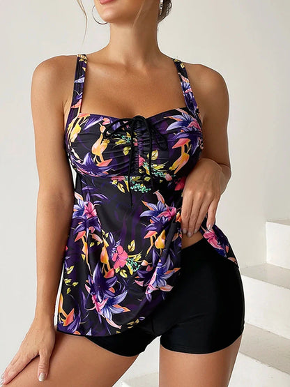 Sofia | Dames Tankini Tweedelig Bloemenprint Trekkoord Strand Zomer