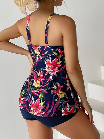 Sofia | Dames Tankini Tweedelig Bloemenprint Trekkoord Strand Zomer