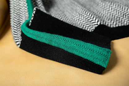 JANELLE – HERRINGBONE HIGH-NECK SWEATER