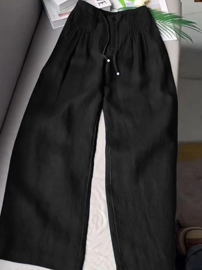 AMELINA – PLEATED LINEN COMFORT FIT PANTS
