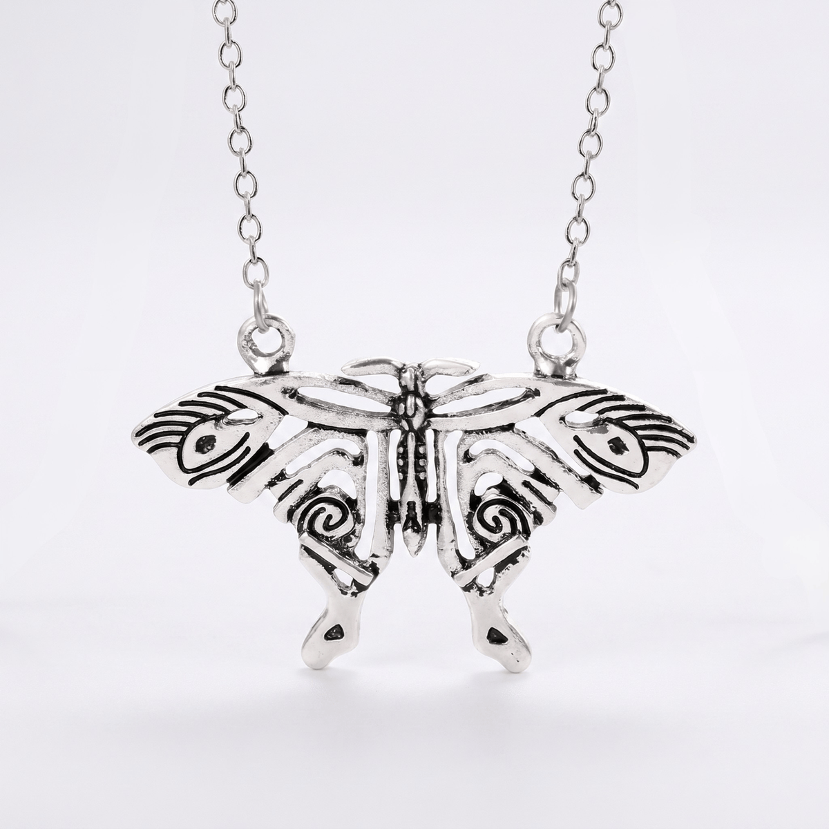 Silver Luna Butterfly Necklace