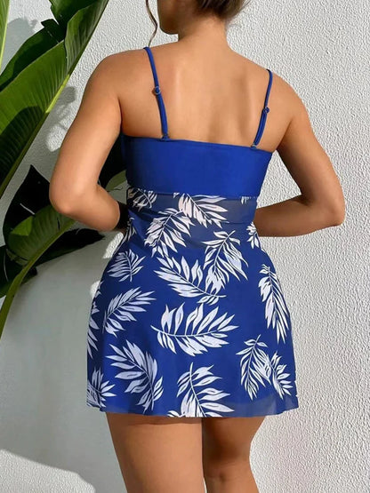 Vera | Dames Tankini Badpak Palmprint Mesh Rok Strand