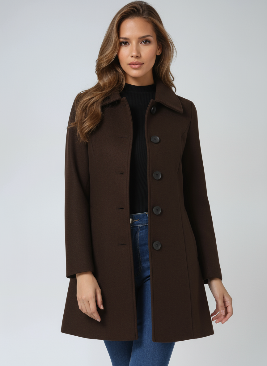 Gabardina de invierno cruzada con cierre frontal de botones
