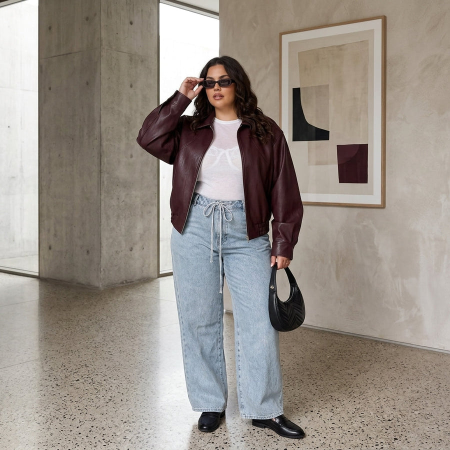 Elara | Waist-Length Leather Jacket