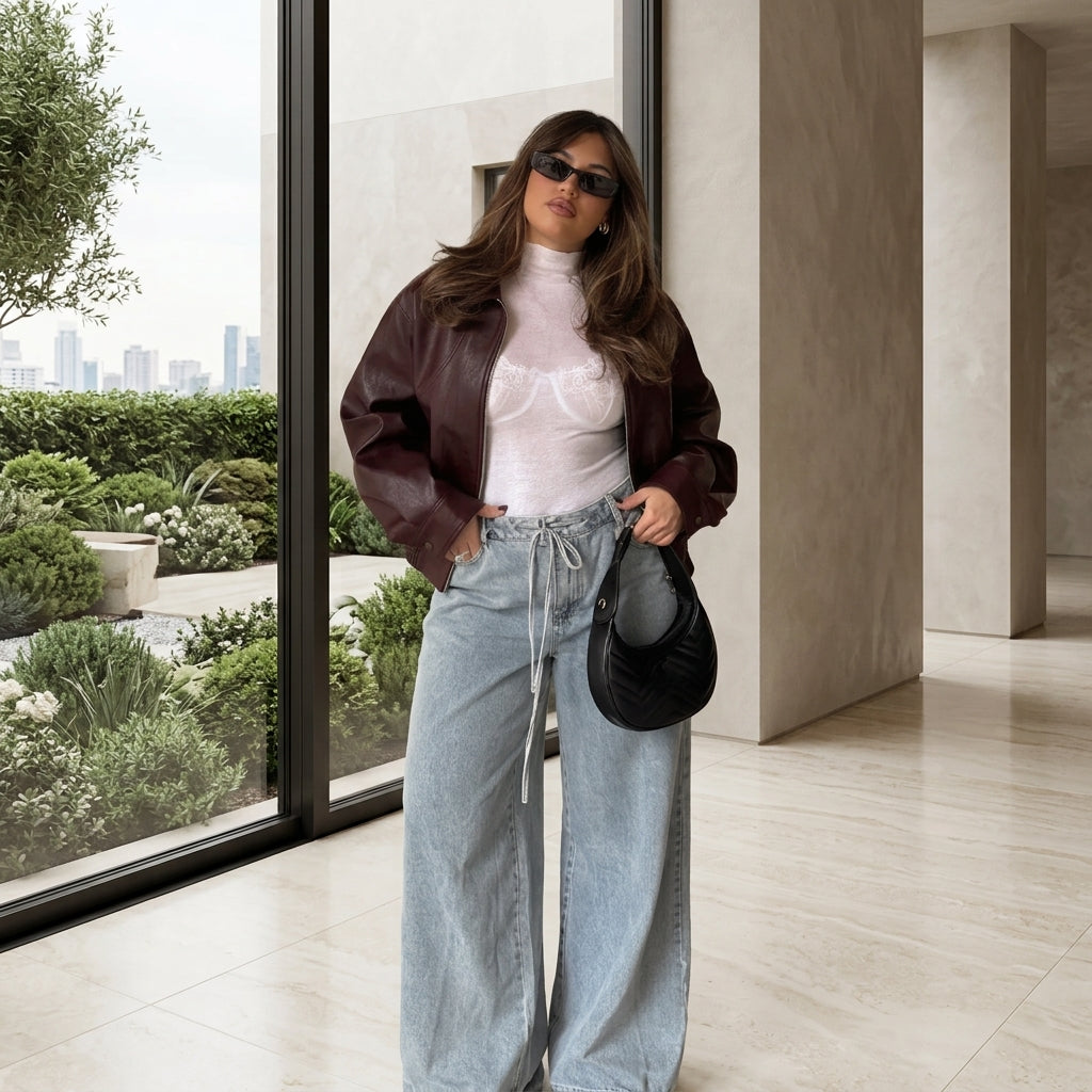 Elara | Waist-Length Leather Jacket