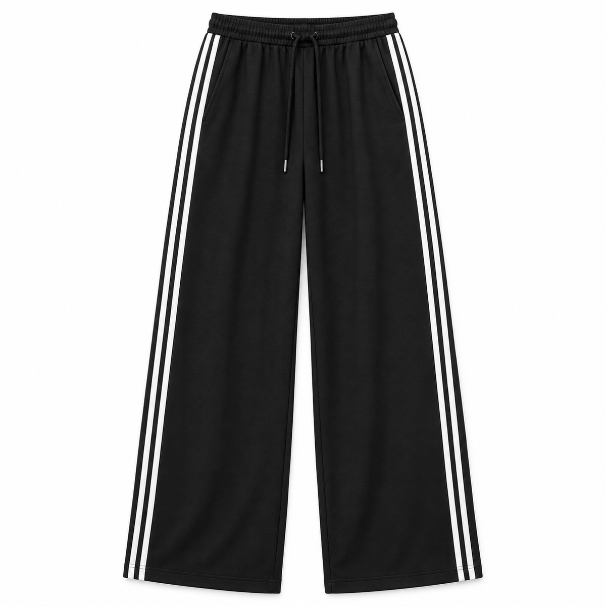 Adorielle black wide-leg trousers on white background