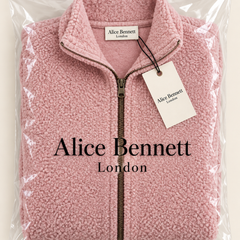 Pink Polar Fleece Zip-Up Jacket – compactly folded Alice Bennett London packaging