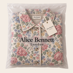 Amaya vintage floral quilted jacket in Alice Bennett London branded polybag with hangtag