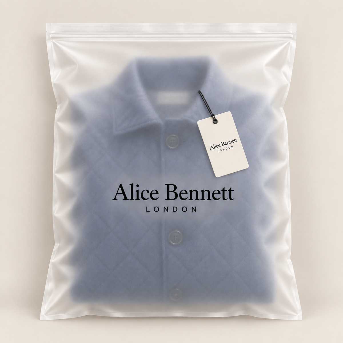 Arianell - Lightweight Quilted Jacket in a matte Alice Bennett London garment bag