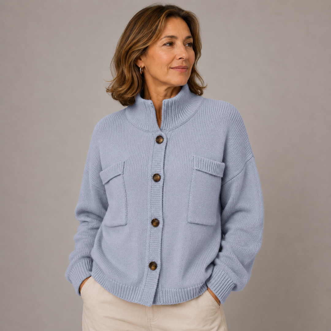 Sybilla | Stand Collar Button Cardigan