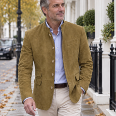 Averdon Premium Tailored Coat worn by a mature British man on a London street