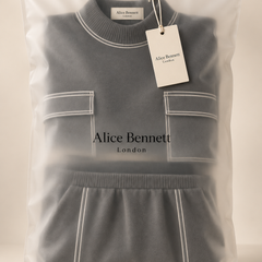 Alice Bennett London Avery charcoal two-piece set in luxury packaging