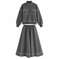 Avery charcoal grey two-piece set on white background