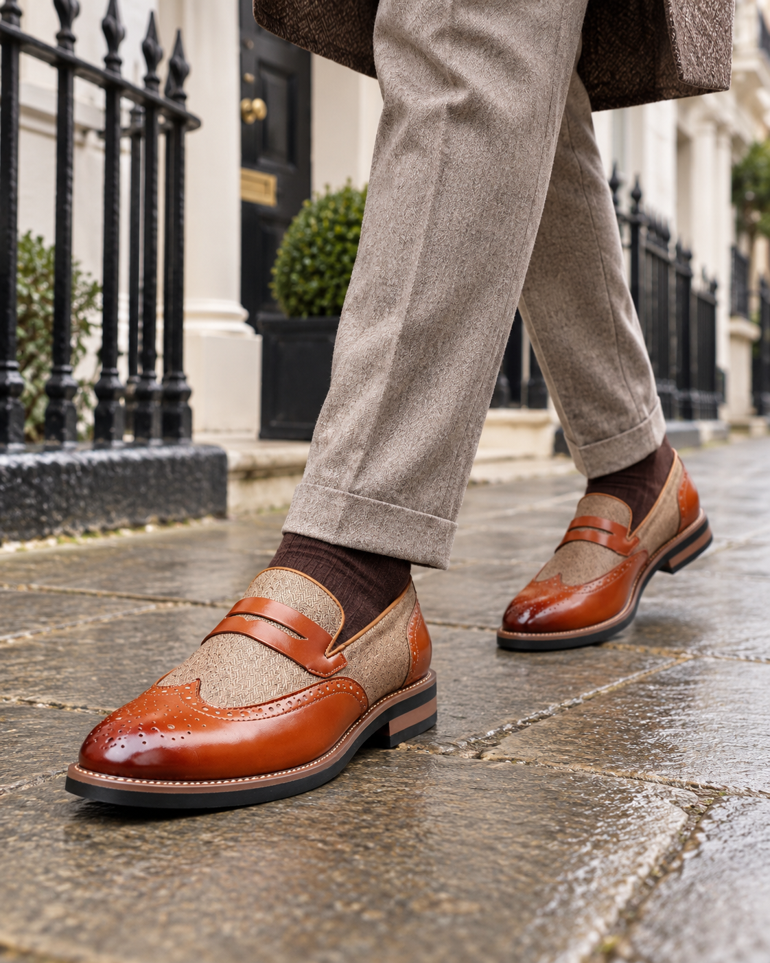 Belvoir Wingtip Loafers worn in London