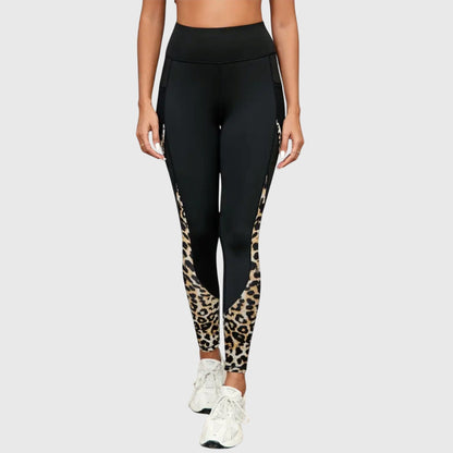 High-Waisted Leopard Print Training Pants